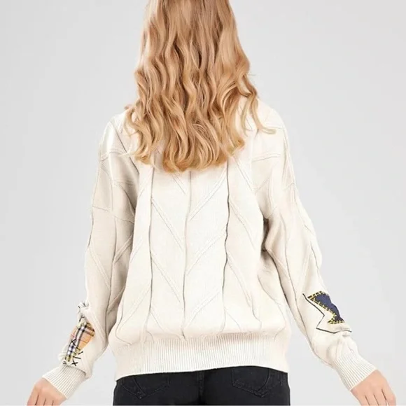 Ebossy Women’s Chunky Cable Knit Embroidered Cardigan Size XXL - Picture 3 of 11